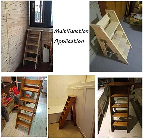 Taburete de silla de escalera de madera de 5 pasos para cocina y zapatos 5