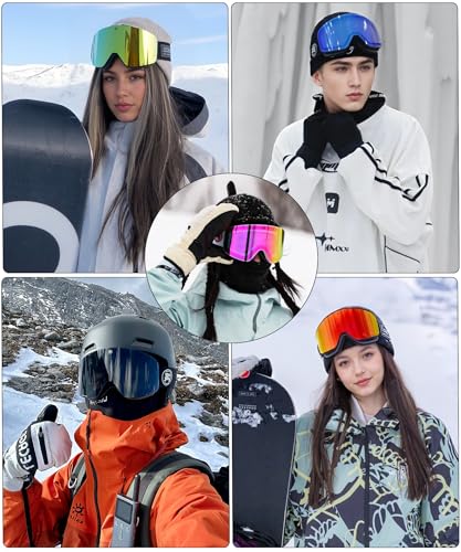Gafas de esquí fotocromáticas sin marco OTG para snowboard de hombre y mujer 7