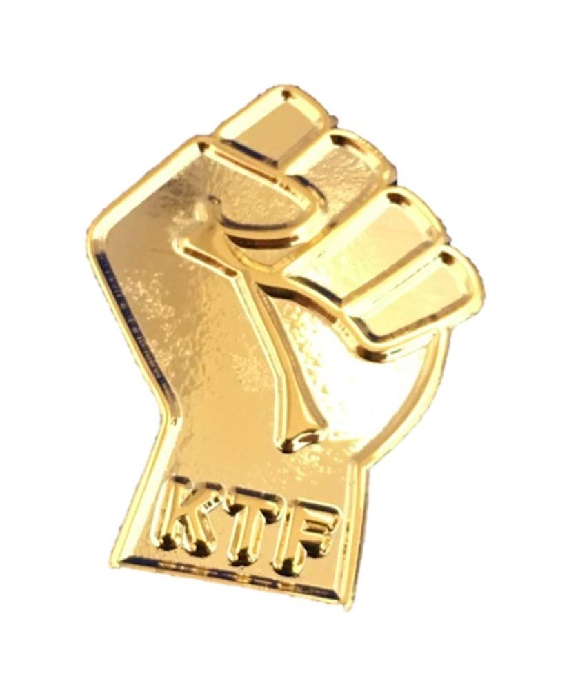 Badge Men's Gold Northern Soul Keep The Faith Flat Plate Fist Pin Coloured