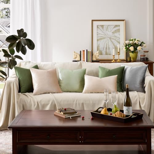 Image of GIGIZAZA Decor Throw Couch Pillow Covers,Khaki Champange Sofa Cushion Pillow Covers,Velvet Pillow Cases 24 x 24inch
