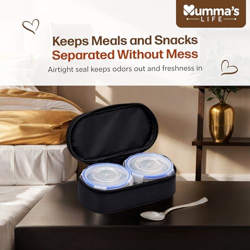 Image of Mumma's LIFE Stainless Steel Lunch Box Suitable for School, Offices and picnics(280 ML) (Black) (SMILEY)