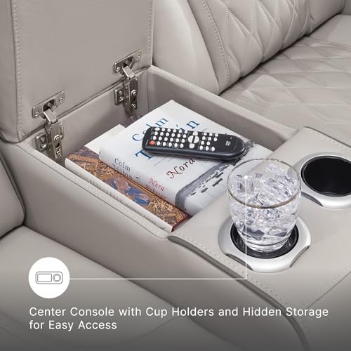 Signature Design by Ashley Power Reclining Loveseat with Console, Gray - image 5