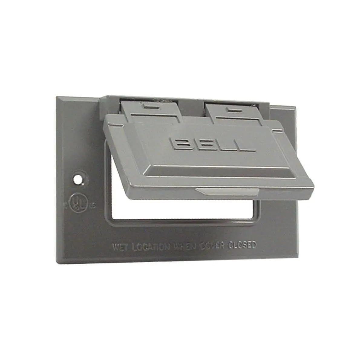 BELL 1-Gang Gray Horizontal GFCI Weatherproof Electrical Outlet Cover 5101-0, Outdoor Outlet Cover for Electrical Box, Scratch-Resistant Aluminum