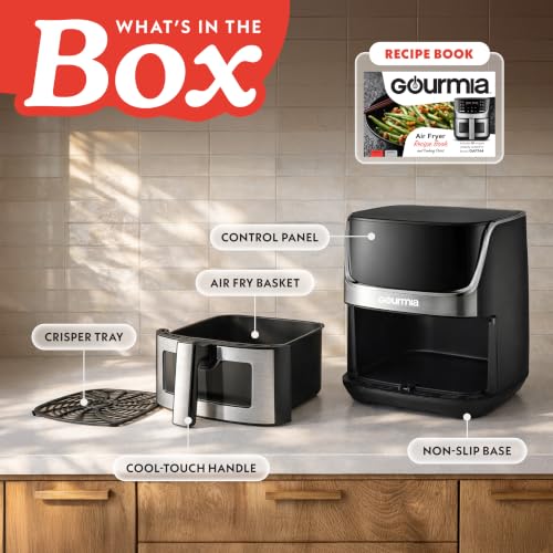 Image of Gourmia Air Fryer - 7 Qt Large Capacity with LED Display, 12 One-Touch Presets, FryForce 360 Technology, Nonstick Dishwasher-Safe Basket & Crisper Tray, Stainless Steel