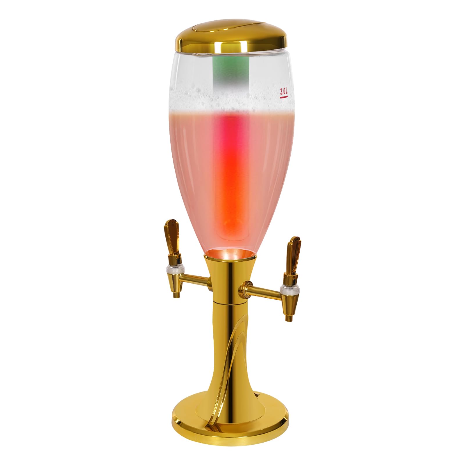 Impianto di spillatura per birra, colonna di benzina, colonna di benzina, distributore di bevande, con contenitore di ghiaccio, 3 l, con luci colorate, tubo di ghiaccio per bar, bistrò, feste