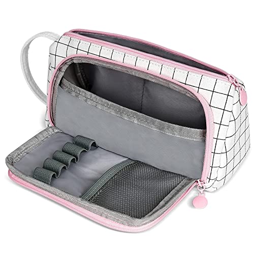 Image of Party Propz Pink Pencil Pouch for Girls - 1 Pc Large Capacity Pencil Pouches for Stationary | Big Pencil Pouch for Girl | Multipurpose Pouch for Travel | kanjak Gifts for Girls