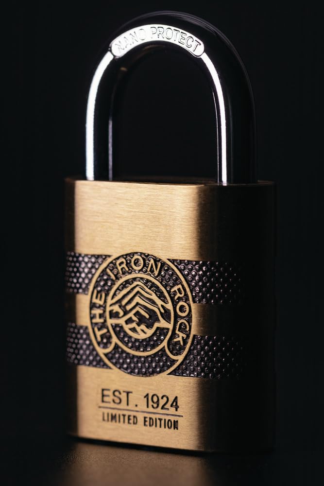 ABUS IRON ROCK 83/45 - Candado de latón con 5 llaves contra grillete de acero endurecido, nano protect, resistente a la intemperie, nivel 8