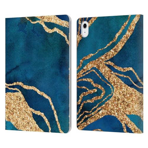 Étui antichoc iPad Air 11 avec porte-cartes motif marbre bleu et or