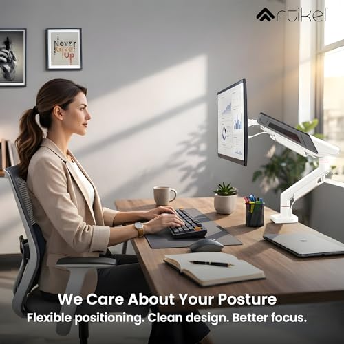 Image of ARTIKEL Armour Monitor Stand for Desk Mount Adjustable Spring Assisted Single vesa Monitor arm for Table with Full Motion arm with C Clamp Grommet Mounting Base Computer Monitor Stand Upto 40 inches