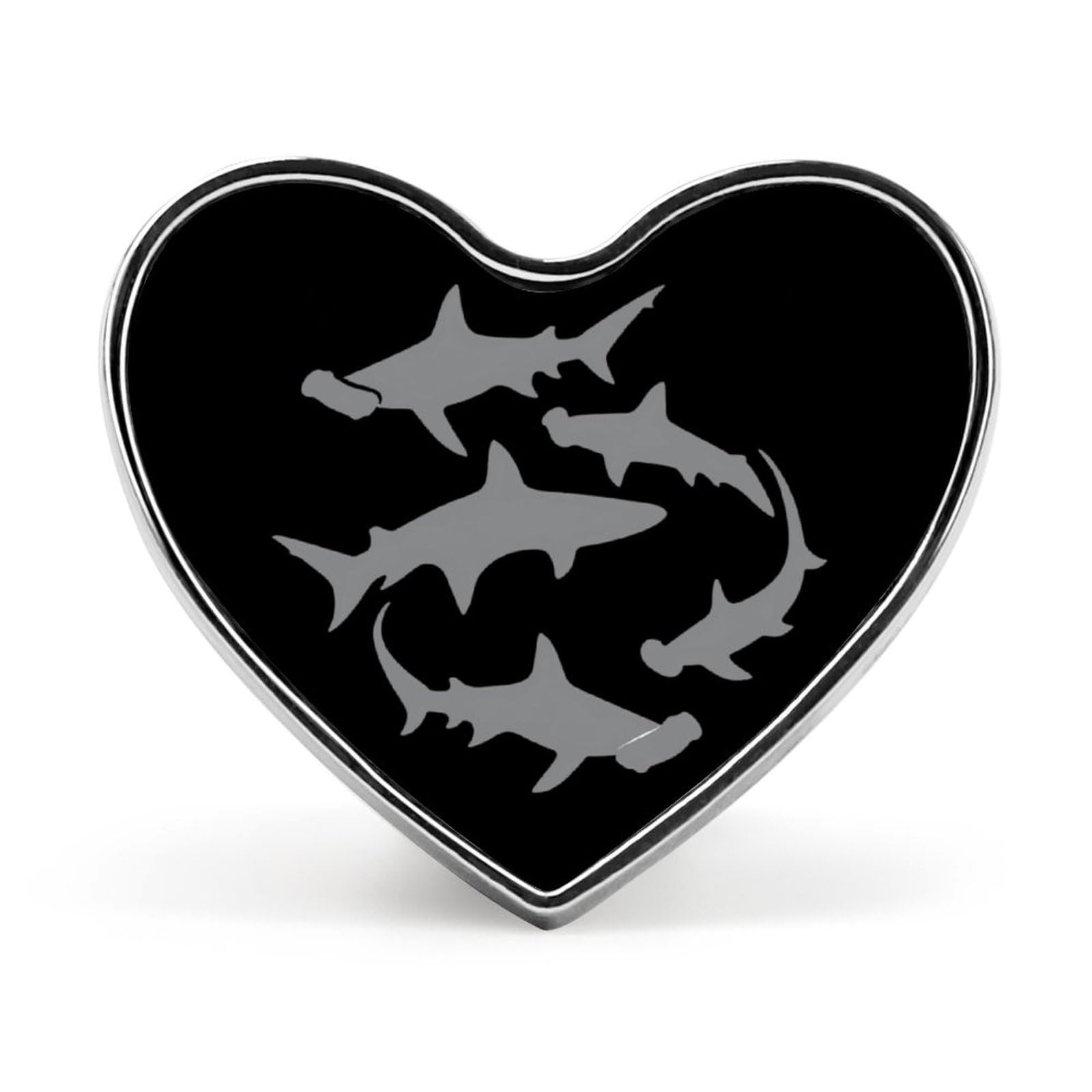 Hammerhead Shark Silhouette Enamel Lapel Pin Button Pins Brooch Heart Badge Funny Jewelry for Backpack Cloths Hats