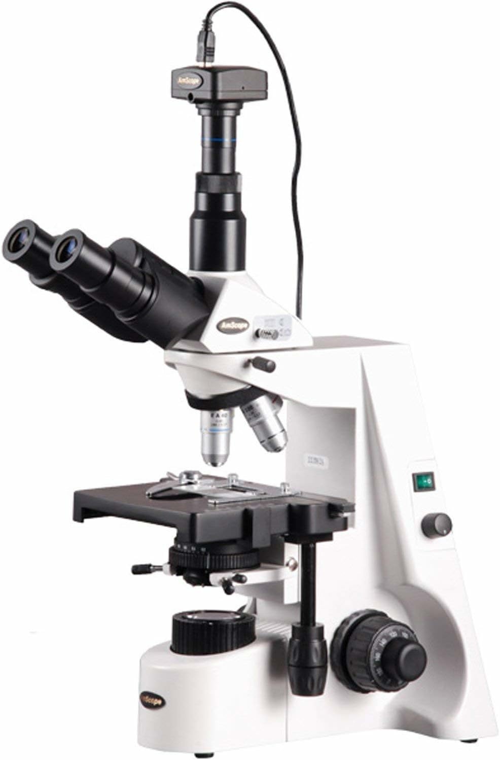 AmScope T690C-5M Digital Trinocular Compound Microscope, 40X-2500X Magnification, WH10x and WH25x Super-Widefield Eyepieces, Infinity Objectives,