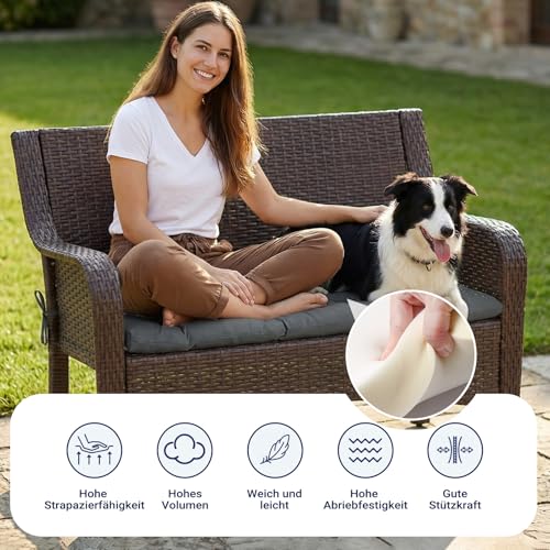 Yahbrra Bankauflage Stuhlkissen Outdoor Indoor: 120 x 50 cm für Gartenbank Sitzbank Hollywoodschaukel Kissen Verstärkte wasserdichte Auflage