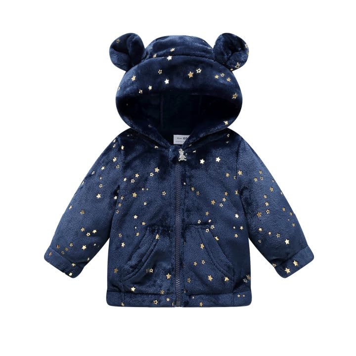 Image of Mokitoni Baby Girl Winter Fleece Coat Toddler Boy Jacket Infant With Hood Warm Outerwear