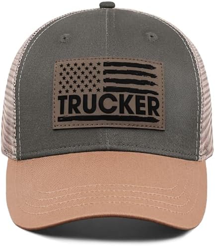 Teacher Nurse Firefighter Police Gifts for Men Women, Adjustable Trucker Hat with Leather Flag Perfect for Daily Use