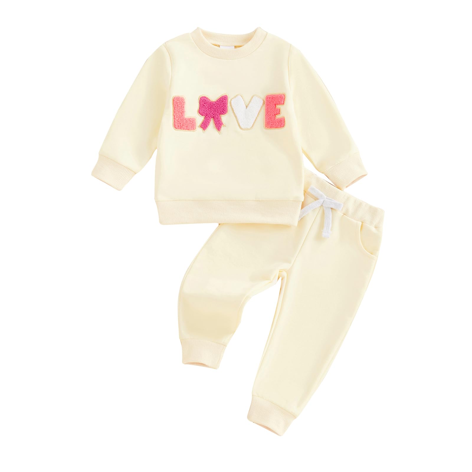 Baby Girl Clothes Newborn Infant Fall Winter Outfits Love Embroidery Long Sleeve Crewneck Sweatshirts Pants 0-24M