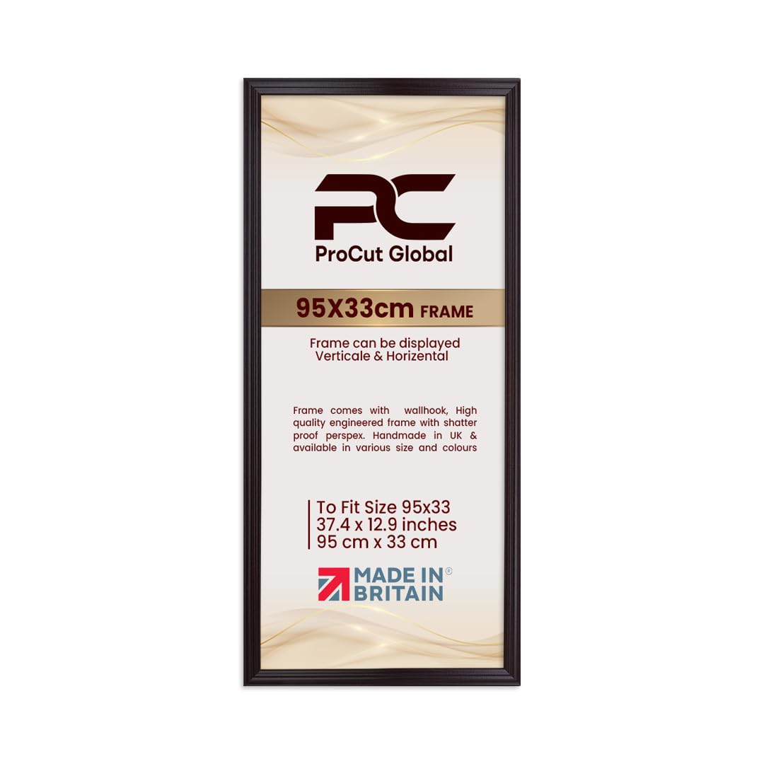 Procut Global 95x33CM Mahogany Picture Frames - Classic Wooden Photo Frame with Shatterproof Perspex for Wall or Tabletop - Perfect for Posters, Certificates & Prints - Sizes & Colors Available