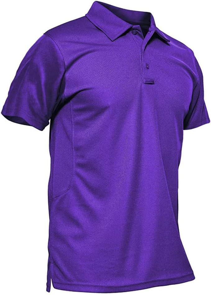 Vsadsau Men's Quick Dry Polo Shirt Short Sleeve Tactical Shirts Turn-Down Collar Work T-Shirt