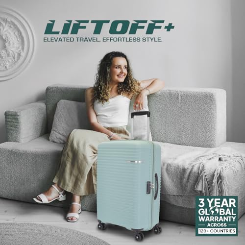 Image of American Tourister Liftoff+ | Medium Size Check-in Trolley Bag (67 cm) for Travel | 360 8 Wheel Travel Luggage | Hard Case Polypropylene (PP) Suitcase | Mounted TSA Lock | Seafoam Blue