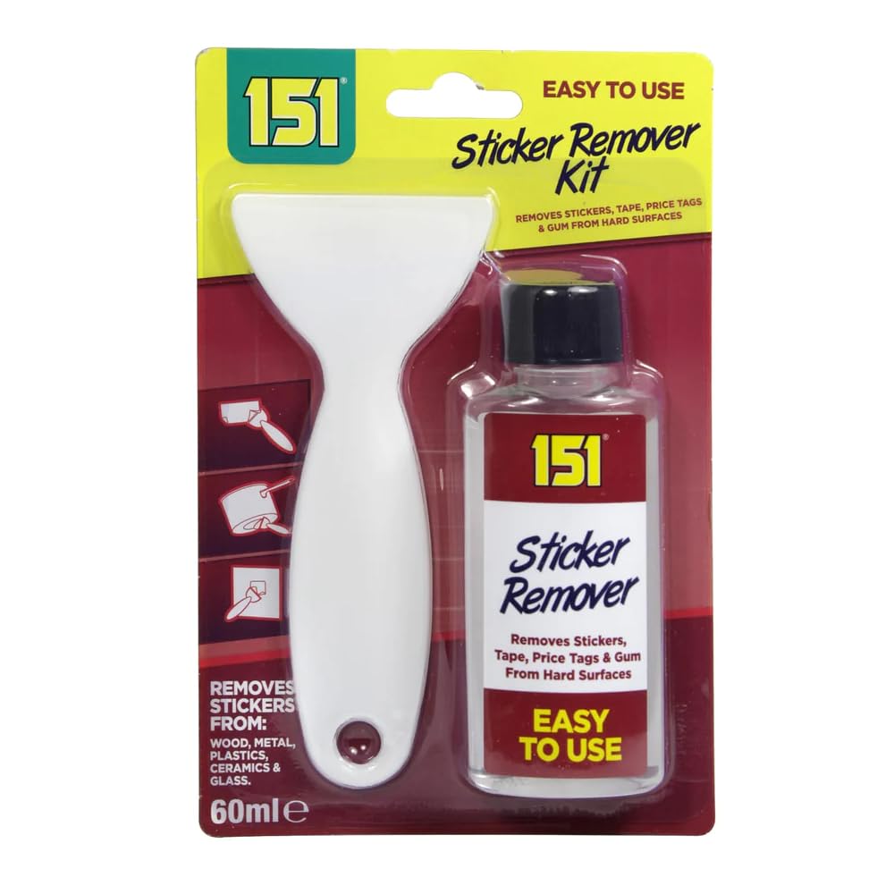 Lizaa Sticker Remover Kit With Scraper Removes Stickers Sticky Tape Residue Labels Adhesive Chewing Gum Tar Grease Goo Sticky Stuff 60Ml