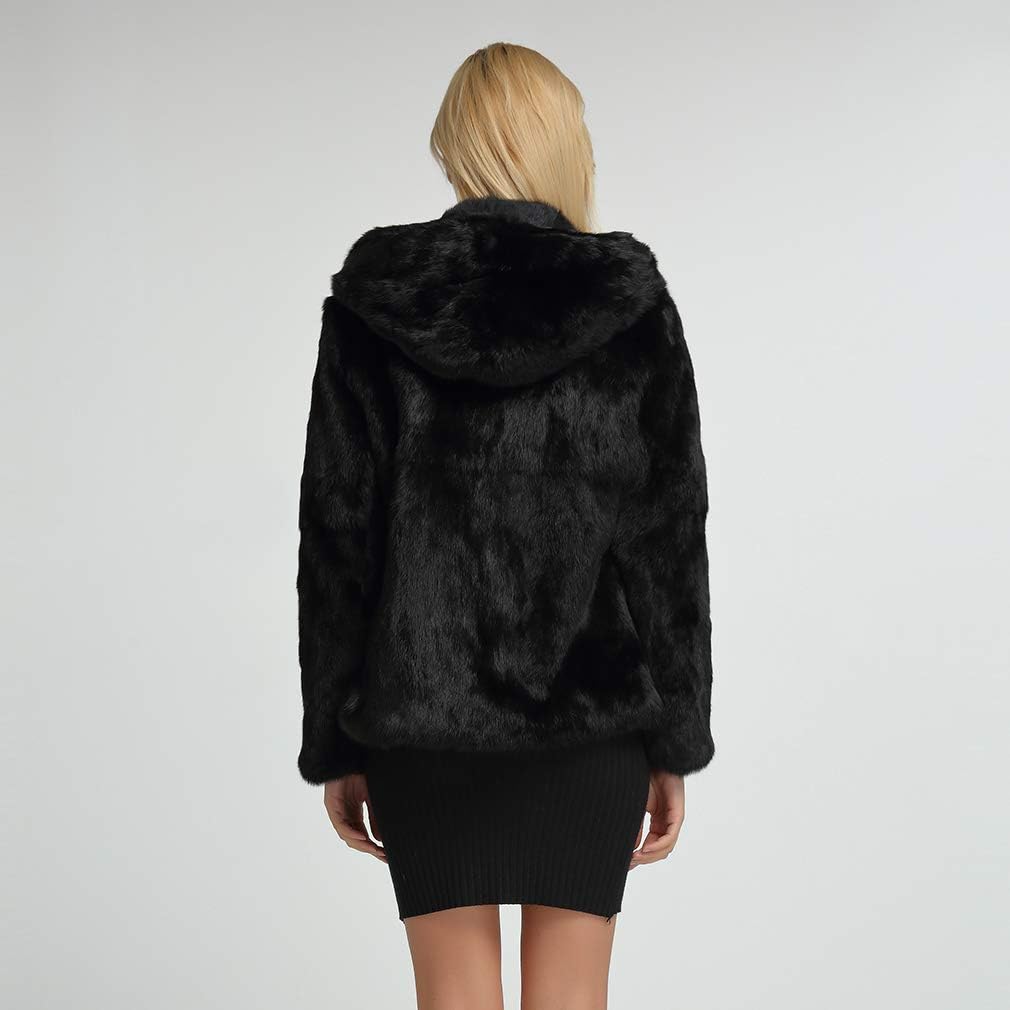 Fur Story Women's Genuine Rabbit Fur Coat Fuzzy Warm Fur Jacket Winter Outware - Image 4