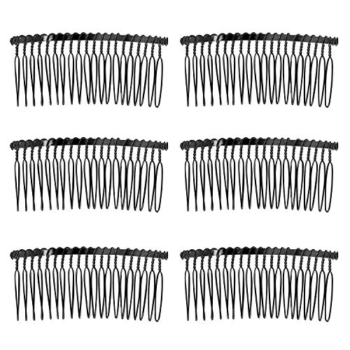 Senkary 10 Pieces Metal Hair Comb Clip Wire Wedding Bridal Veil Combs for Women (20 Teeth, Black)