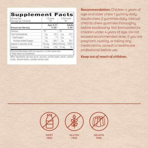 Nature's Way Vitamin C Gummies, 250 mg per Serving, Orange, 120 ct - image 7
