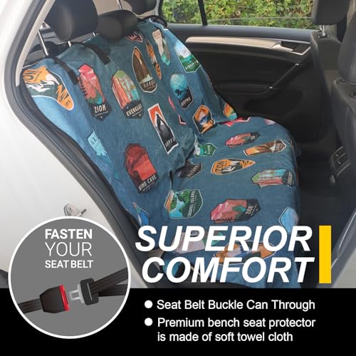 Image of Back Seat Cover for Car Trucks Van SUV Jeep,Waterproof Rear Bench Towel Seat Covers for Dogs and Kids,Automotive Backseat Protector (National Parks)