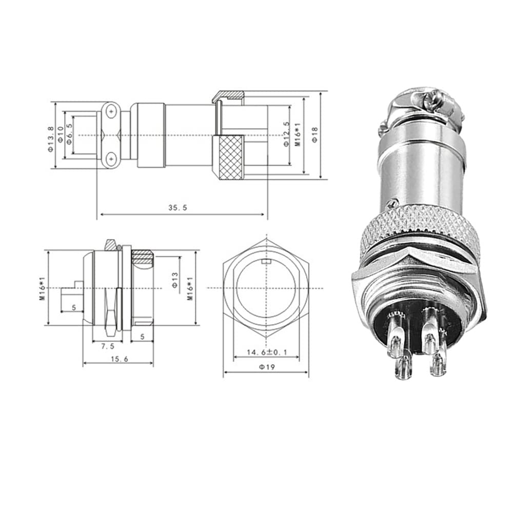 Sourcingmap Aviation Stecker – 4-polig, Wasserdicht, Für Elektro-Installationen (GX16-4)
