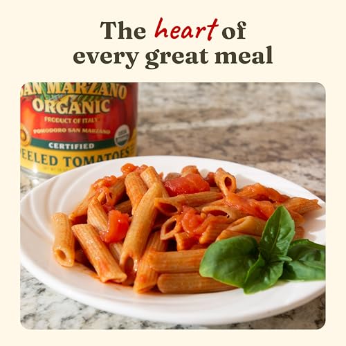 Cento Organic Certified San Marzano Whole Peeled Tomatoes 28 Oz (Pack of 6), Canned Plum Tomatoes in Thick Puree with Basil, Grown and Processed in Italy