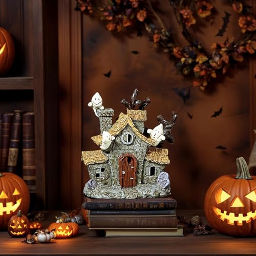 Figurine hantée de Maison miniature lumineuse et décor d'Halloween de table - 6