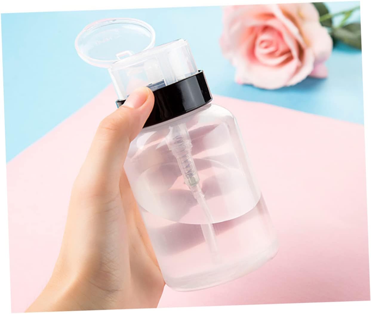 WOONEKY 200ml Nail Polish Remover Bottles Bottles Push Down Pump for Liquid Storage
