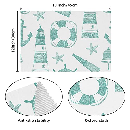Set de table motif phare et ancre bleu mer pour une décoration de table océan - 5