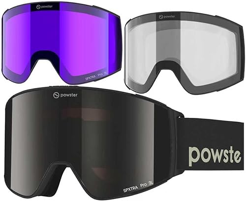 Miniatura 13 de Powster - Gafas de esquí OTG, gafas de snowboard, lente magnética intercambiable, sin marco, protección UV, antiempañamiento, para patinaje sobre