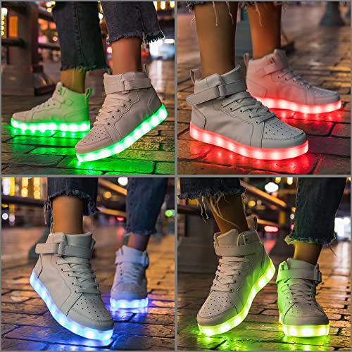 Led Light Up Shoes Unisex High Top Sneakers Flashing Shoes For Women Men Teens With Usb Charging Glowing Luminous Shoes White #TOP4