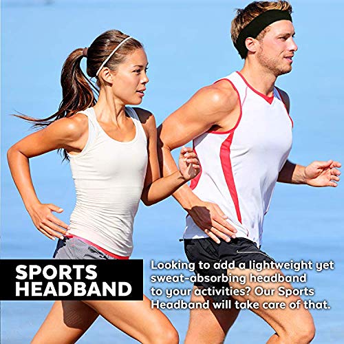 Workout Headband for Women & Men - Wide, Moisture Wicking & Non-Slip Exercise Hairband or Sports Sweatband - Keep Your Hair in Place - Performance Stretch & Ideal for Running & Yoga