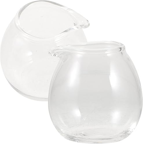 Housoutil 2 piezas Mini taza de leche de vidrio jarra de bebidas jarra de café Garland taza Latte Art Jarra de café expreso taza de espuma de leche