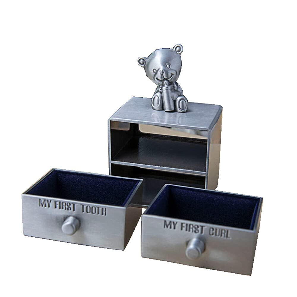 Caja de Dientes de Pewter para bebé Primeros Dientes y Curl Caja de Recuerdo para niños para niños o niña