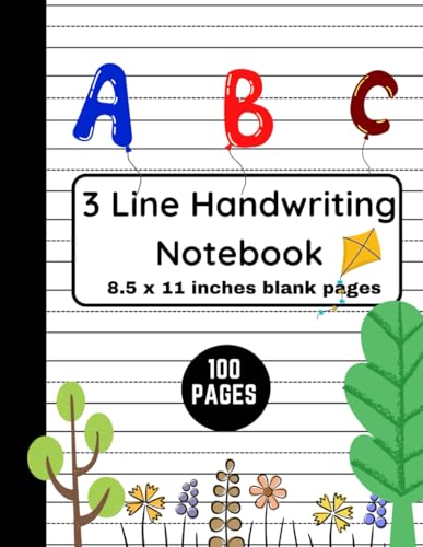 3 Line Notebook for Kids: 3 Line Handwriting Notebook with Dotted Midline | 100 Pages Blank Writing Practice Paper, 8.5" x 11" | Kindergarten, 1st, ... Paper, Learn to Write, Homeschool Essentials image 2