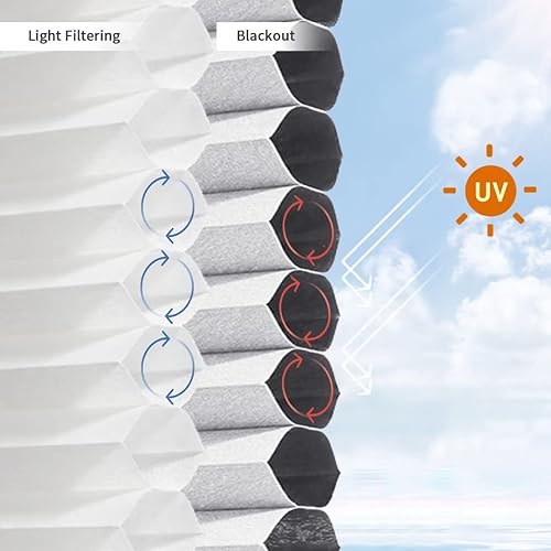 Miniatura 3 de DongLuY Persianas celulares sin cordones para ventana, sin herramientas, sin taladro, persianas de poliéster 100% opacas para el hogar y la oficina,