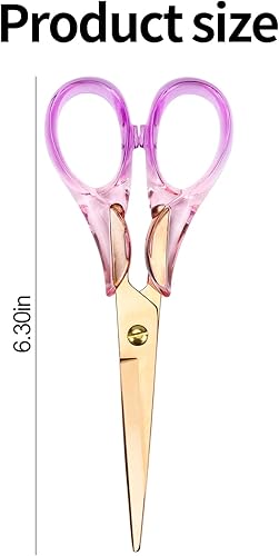Miniatura 8 de Elegantes tijeras multiusos de acero inoxidable rosa y dorado de 6.5 pulgadas con agarre ergonómico cómodo para oficina y tela