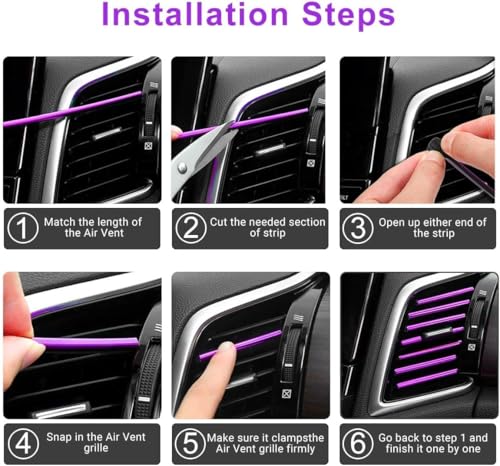 Image of Car Auto Air Conditioner Vent Outlet Trim Strip, DIY Decoration Chrome PVC Car Interior Moulding Trim Strip Line for All Straight Air Vent Outlet (Red) (10 Pieces)