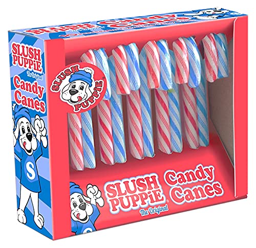 Vegan Candy Canes - Pack of 10 Blue Raspberry & Cherry Flavour Christmas Candy Sticks. Slush Puppie Red, Blue & White Sweets