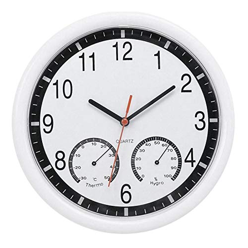 ELD Horloge en Pierre à Quartz Horloge Murale silencieuse thermomètre précis humidité intérieure extérieure Piscine Mode Moderne décoration de la Maison Cadeaux de fête des mères Art horloges murales