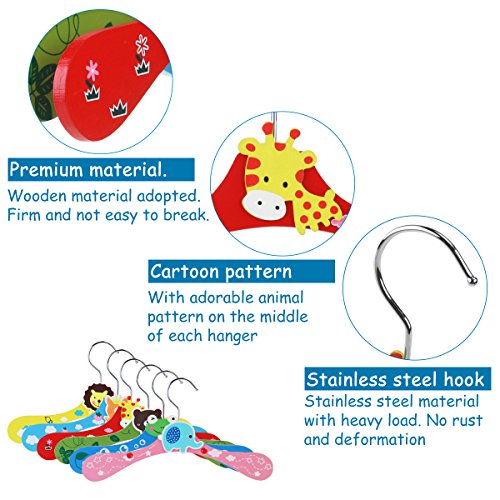 Nuolux Wooden Hanger For Kids 10Pcs Coat Hangers Random Pattern #TOP1