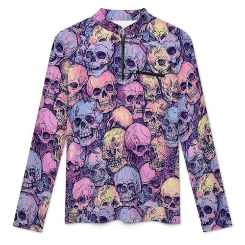 Human Skulls Men's Sun Protection Shirts UV SPF UPF 50+ Long Sleeve Rash Guard Lightweight3
