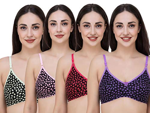 Image of Fasense Women's Cotton Leaf Print Medium Coverage Wire Free Non Padded Bra