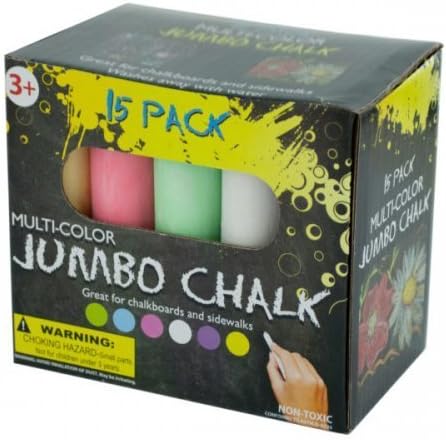 Kole Imports Tiza para acera de exterior multicolor Jumbo - Juego de 15 piezas lavables prémium