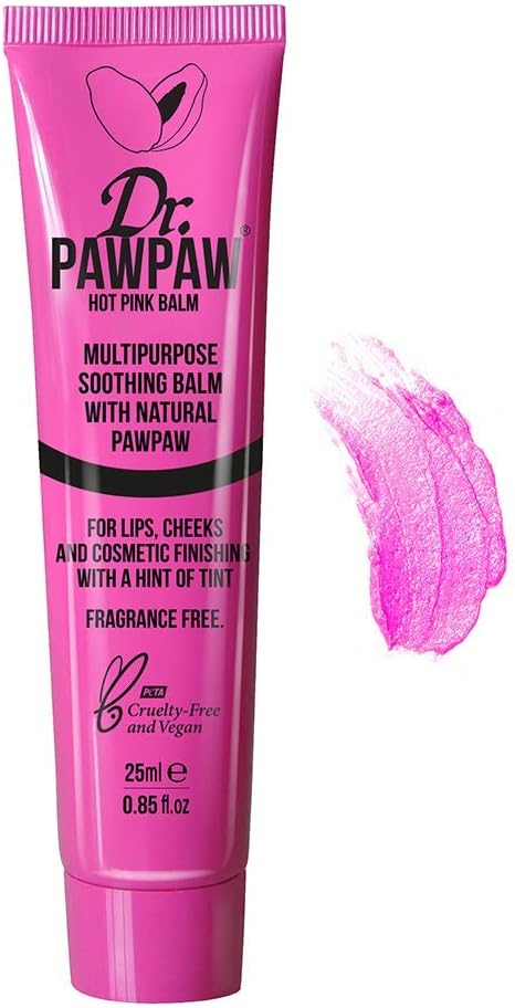 Dr.PAWPAW Hot Pink Tinted Balm, Multi-Purpose Natural No Fragrance, for Hydrating Lips, Skin, Hair, Cuticles, Nails & Beauty Finishing (25 ml)