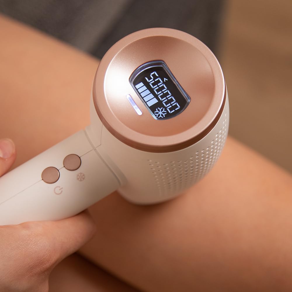 Cecotec IPL Bamba SkinCare IPL pistolet do usuwania włosów, dla kobiet i mężczyzn, ciała, pachy i twarzy, lampy kwarcowe, 500 000 impulsów świetlnych, funkcja chłodzenia, wyświetlacz LCD, 2 tryby