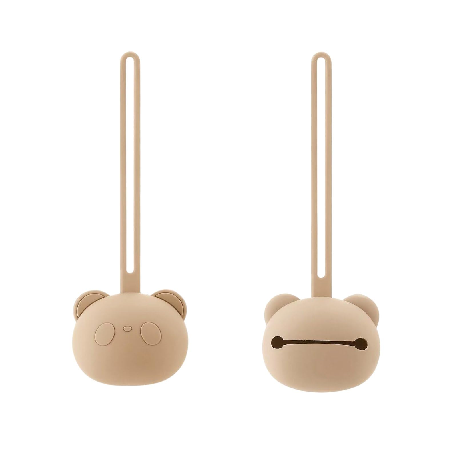 PandaEar Boîtes à Sucettes en Silicone Lot de 2, Étui Rangement Forme d'Ours avec Sangle Voyage